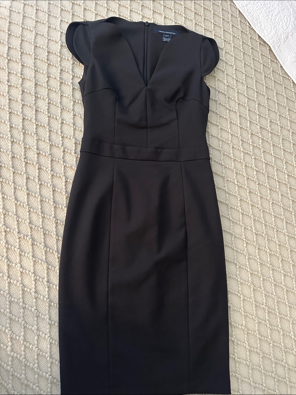 French Connection Black Cap-Sleeve Sheath Dress